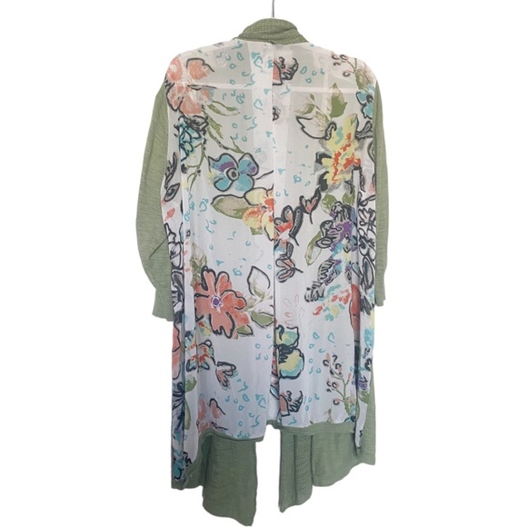 Melissa McCarthy Seven7 Floral Boho Cardigan Open Front Drape Green Fall Sz 2X - Picture 6 of 10